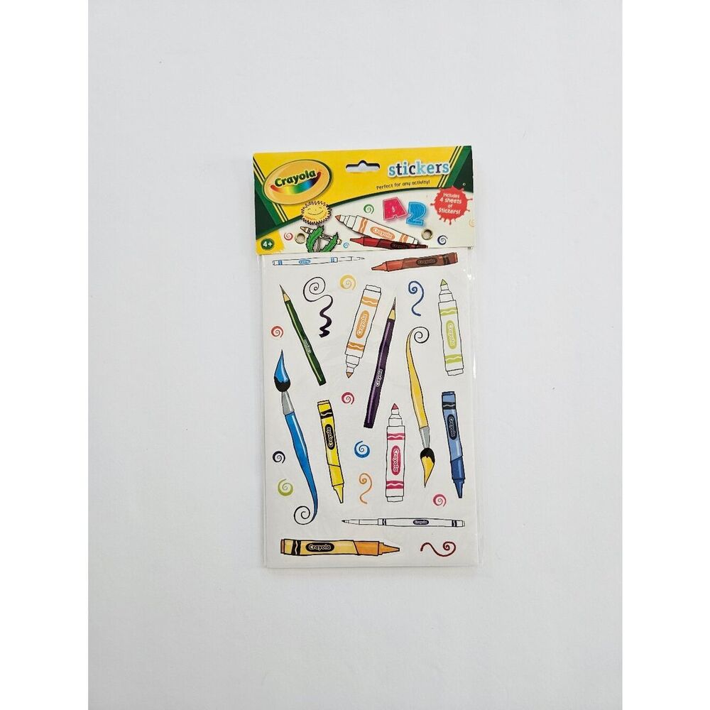 Vintage Y2K Crayola Art Tool Stickers Sleeve Four Sheets - Colorful Craft Decals